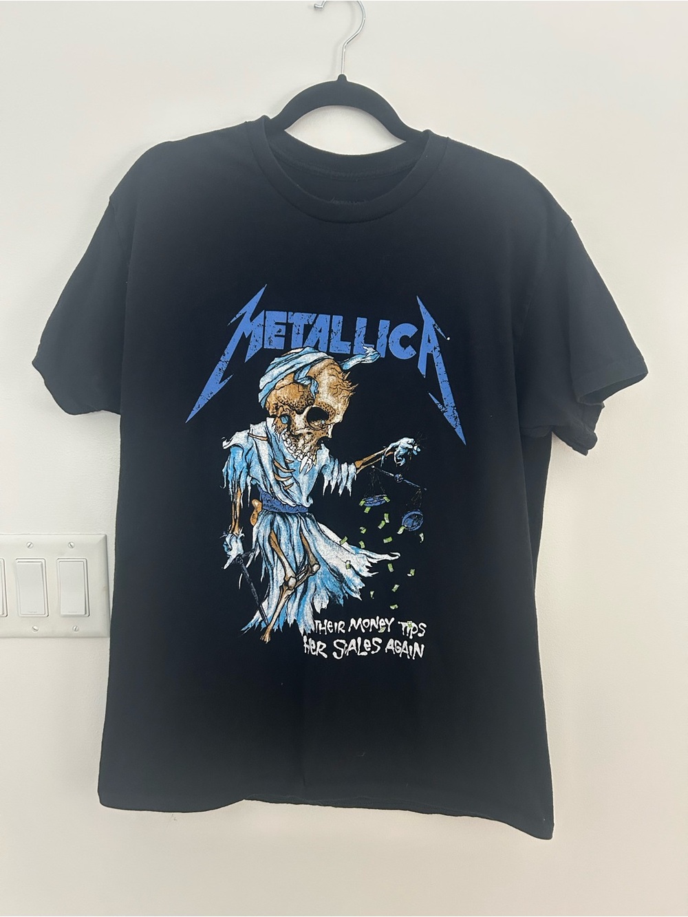Metallica Large Black Graphic Band T Shirt Double Sided Rock Tee